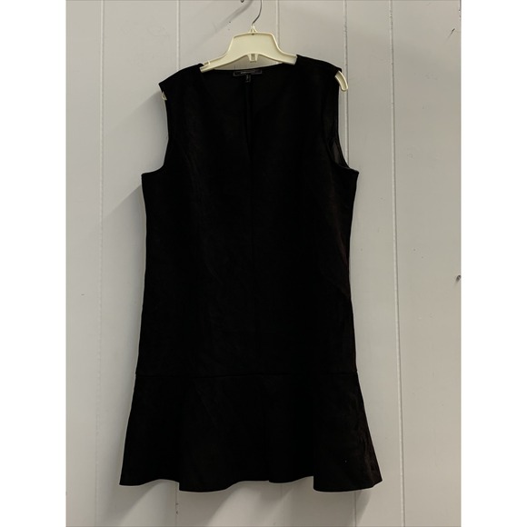 BCBGMaxAzria Dresses & Skirts - BCBG Maxazria Mini Dress Extra Large Fit and Flare Black Tank Suede Above Knee